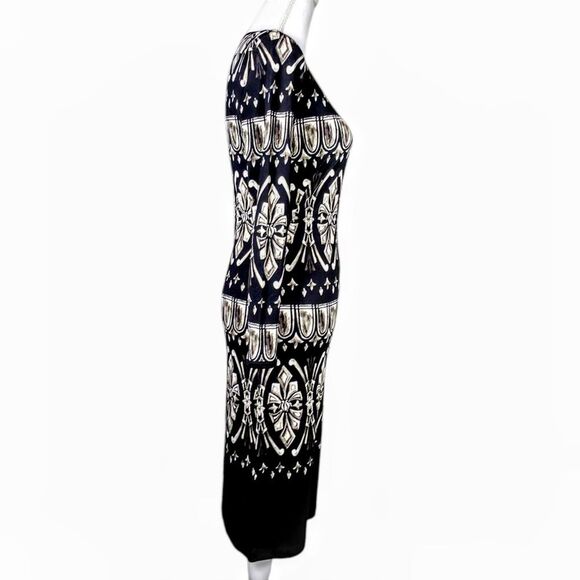 Tory Burch 100% Silk Rossella Black and White Baroque Print Dress size small - Picture 5 of 16